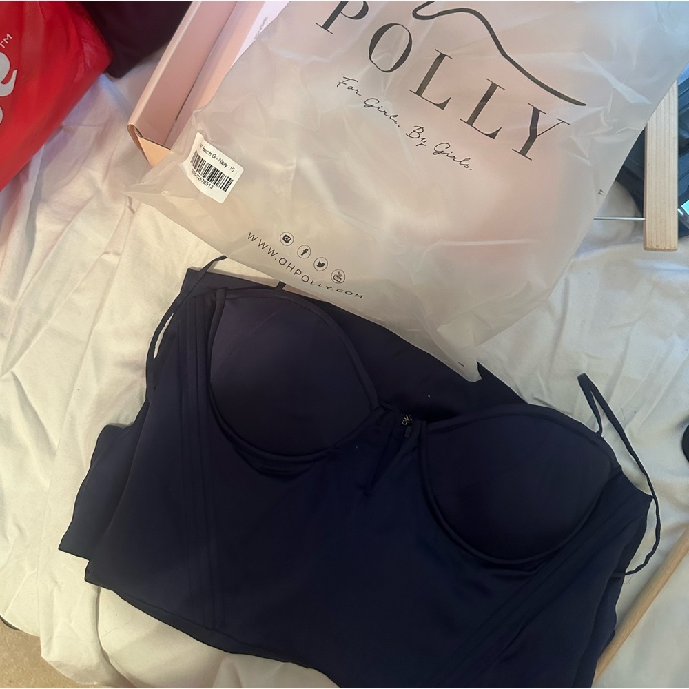 Oh Polly Navy satin corset dress - Picture 5 of 13